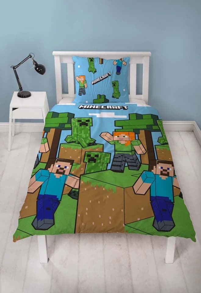 Minecraft Wendebettwäsche 140x200 cm Blau Microfaser - Bild 4