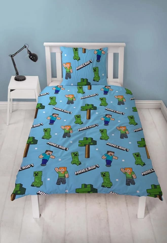 Minecraft Wendebettwäsche 140x200 cm Blau Microfaser - Bild 5