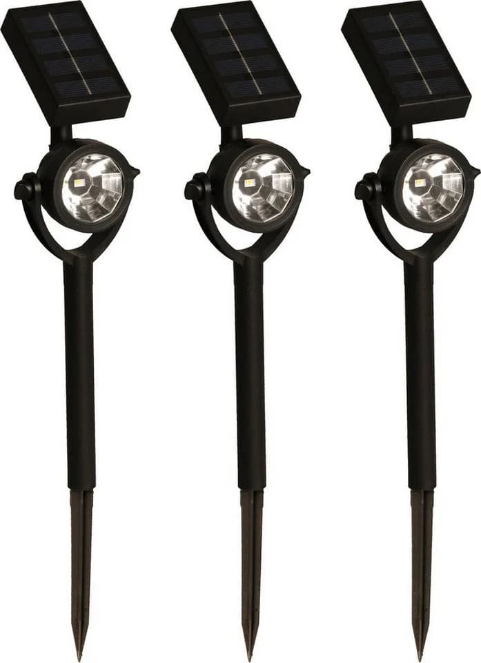 LUXFORM Solar-Erdspießleuchte Zamora 3er Set Schwarz LED Gartenstrahler - Bild 2