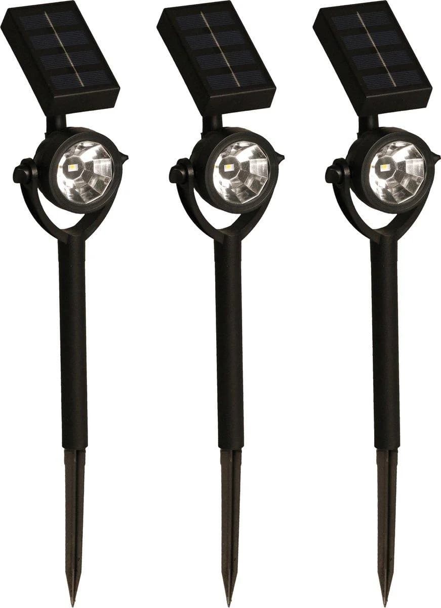 LUXFORM Solar-Erdspießleuchte Zamora 3er Set Schwarz LED Gartenstrahler - Bild 4