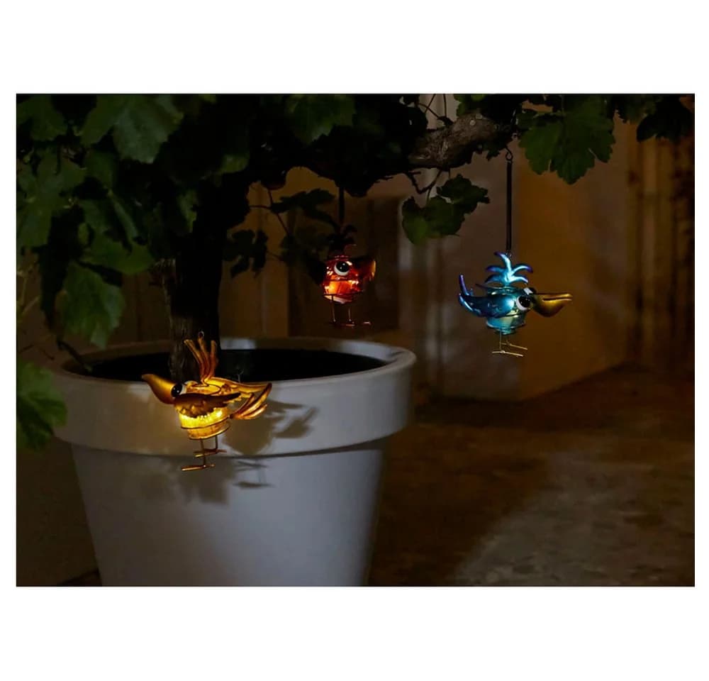 Luxform Solar Bird Hang Set 3 Vögel LED Hängeleuchte Blau Gelb Rot - Bild 3
