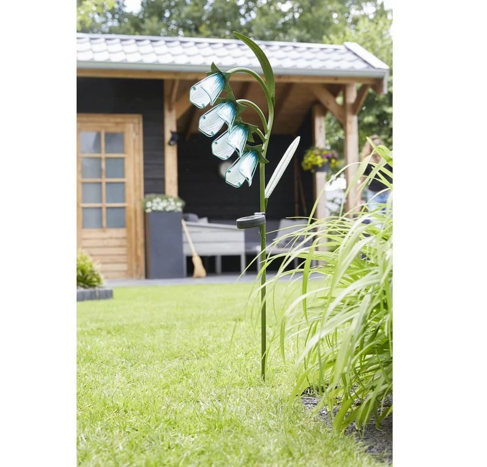 Luxform Solar Gartenleuchte Snowdrop Blütenlampe LED Glas Blau