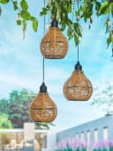 Luxform Hängeleuchte Rattan LED Warmweiß Batteriebetrieben Braun Bild 1
