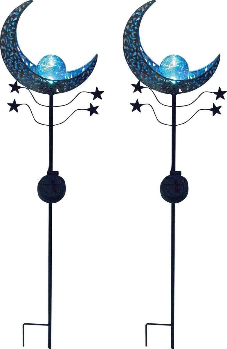 LUXFORM Solar-Erdspieß-Gartenlampe Mandala 2 Stück Blau/Bronze - Bild 4