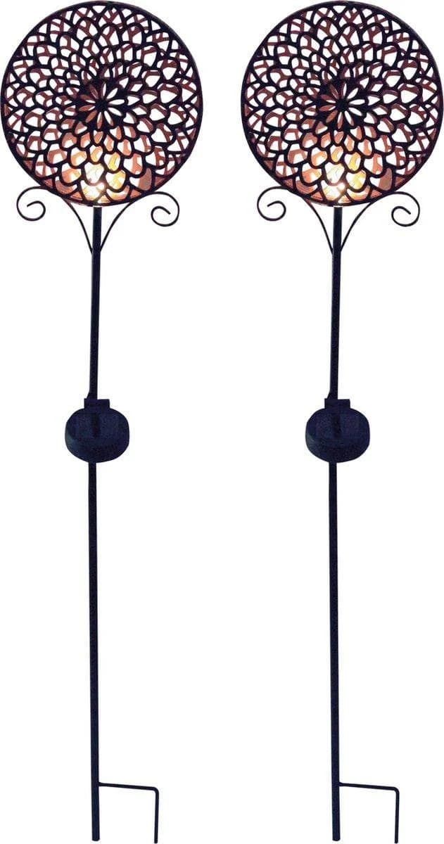 LUXFORM Solar-Erdspieß-Gartenlampe Mandala 2 Stück Bronze