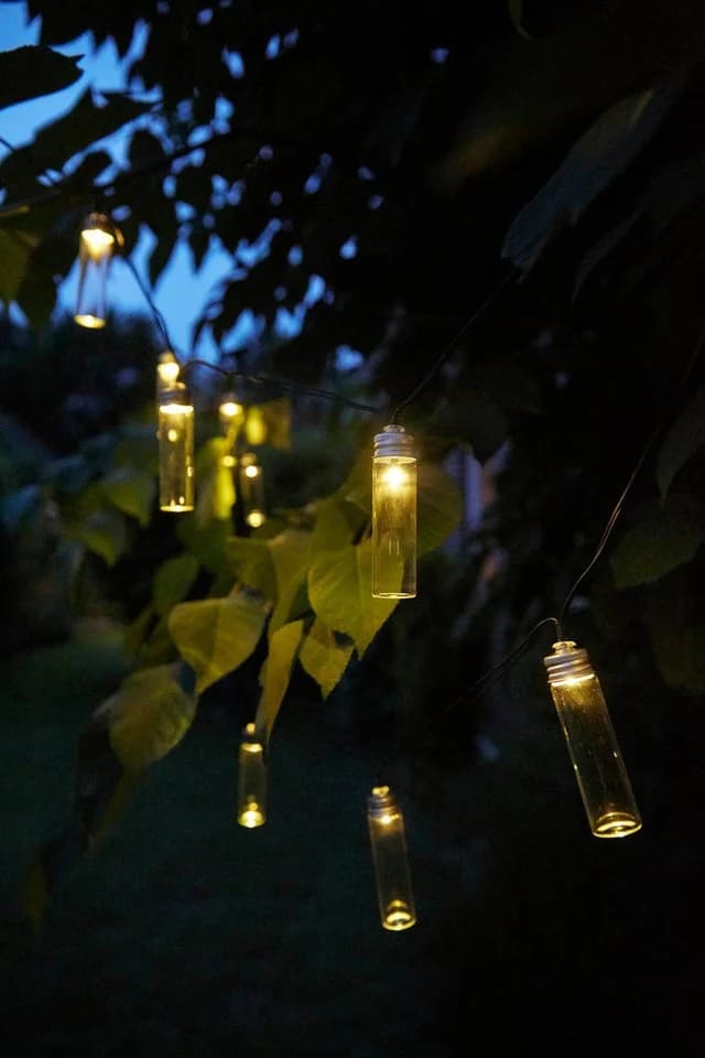 LED-Lichterkette aus Echtglas und Solarenergie, Silber, 465 cm - Bild 3