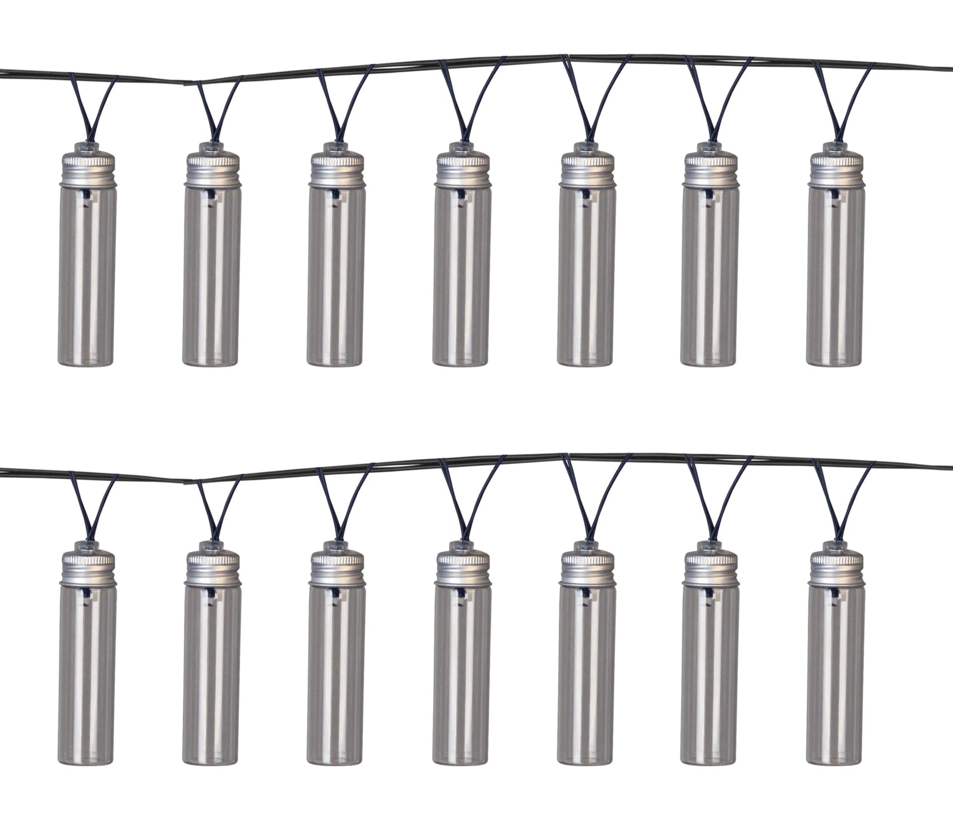 LED-Lichterkette aus Echtglas und Solarenergie, Silber, 465 cm - Bild 4