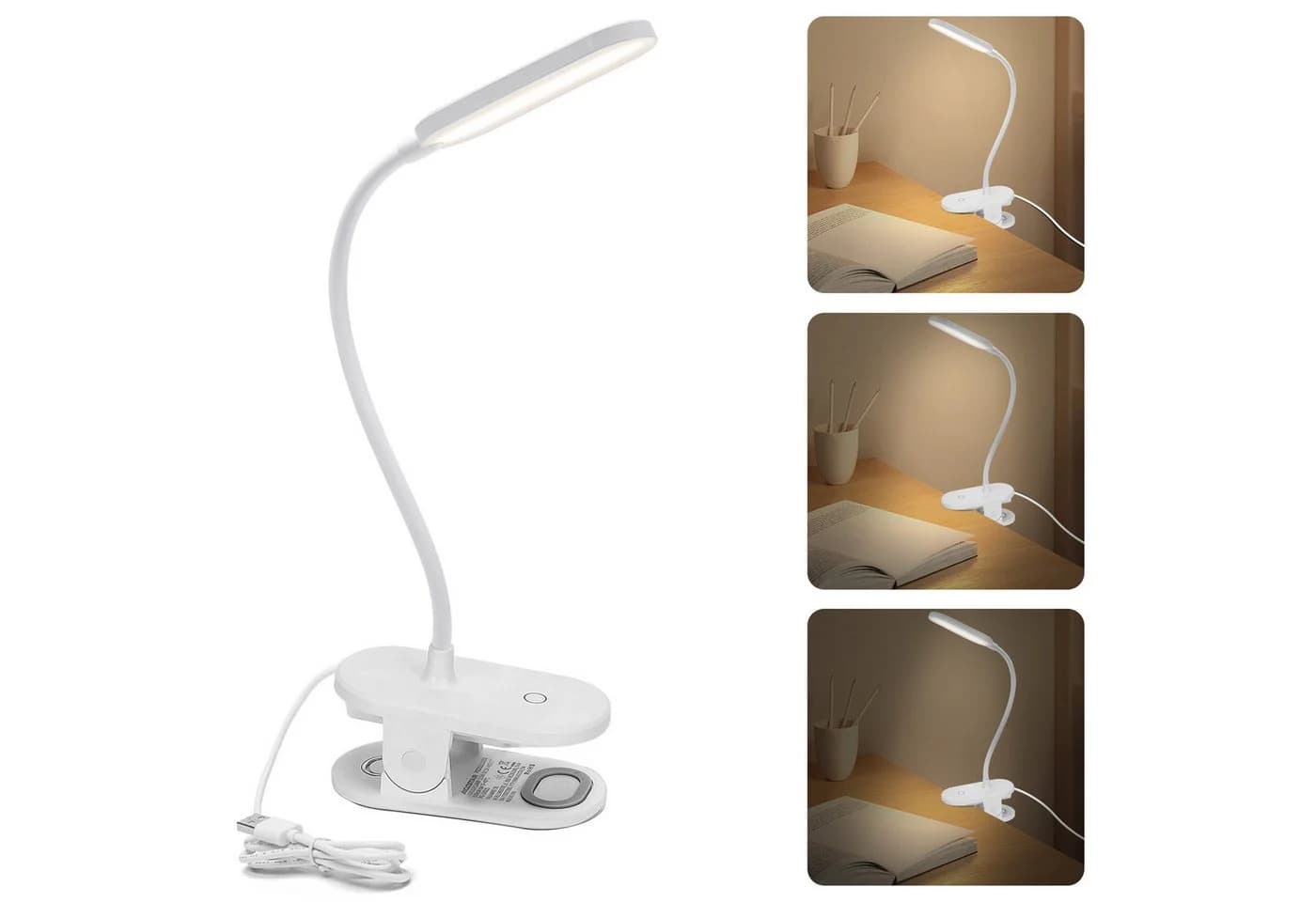 Aigostar Schreibtischlampe LED Leselampe mit 3 Helligkeitsmodi, USB-Ladekabel - Bild 2