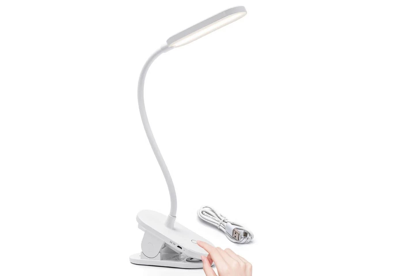 Aigostar LED Klemmtischleuchte Weiß Wiederaufladbar USB