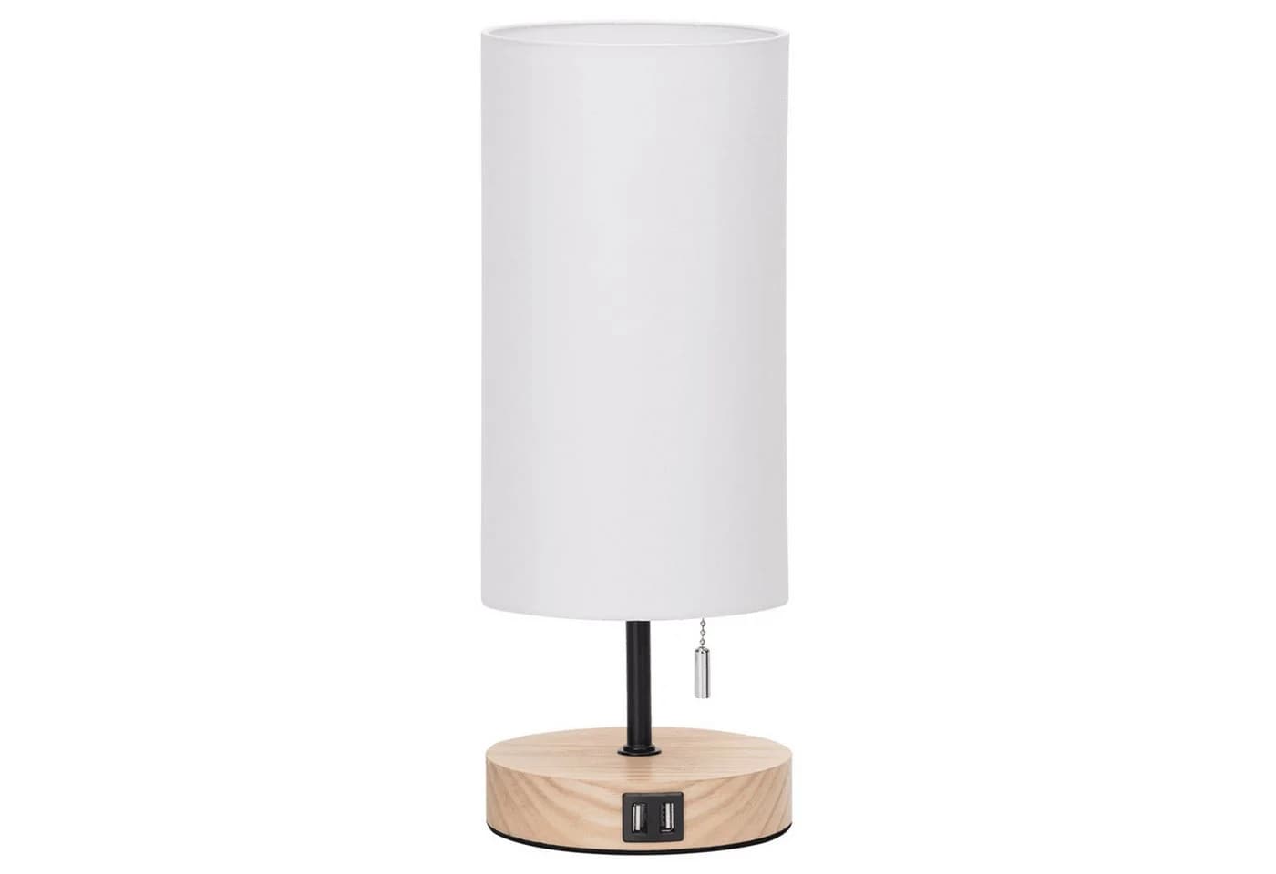 Aigostar Schreibtischlampe mit 2 USB-Ladeanschlüssen, E27, Holzsockel, Weiß - Bild 2