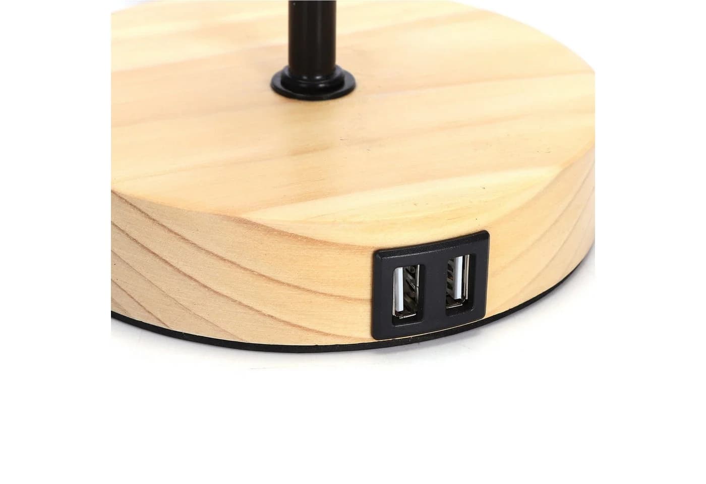 Aigostar Schreibtischlampe mit 2 USB-Ladeanschlüssen, E27, Holzsockel, Weiß - Bild 5