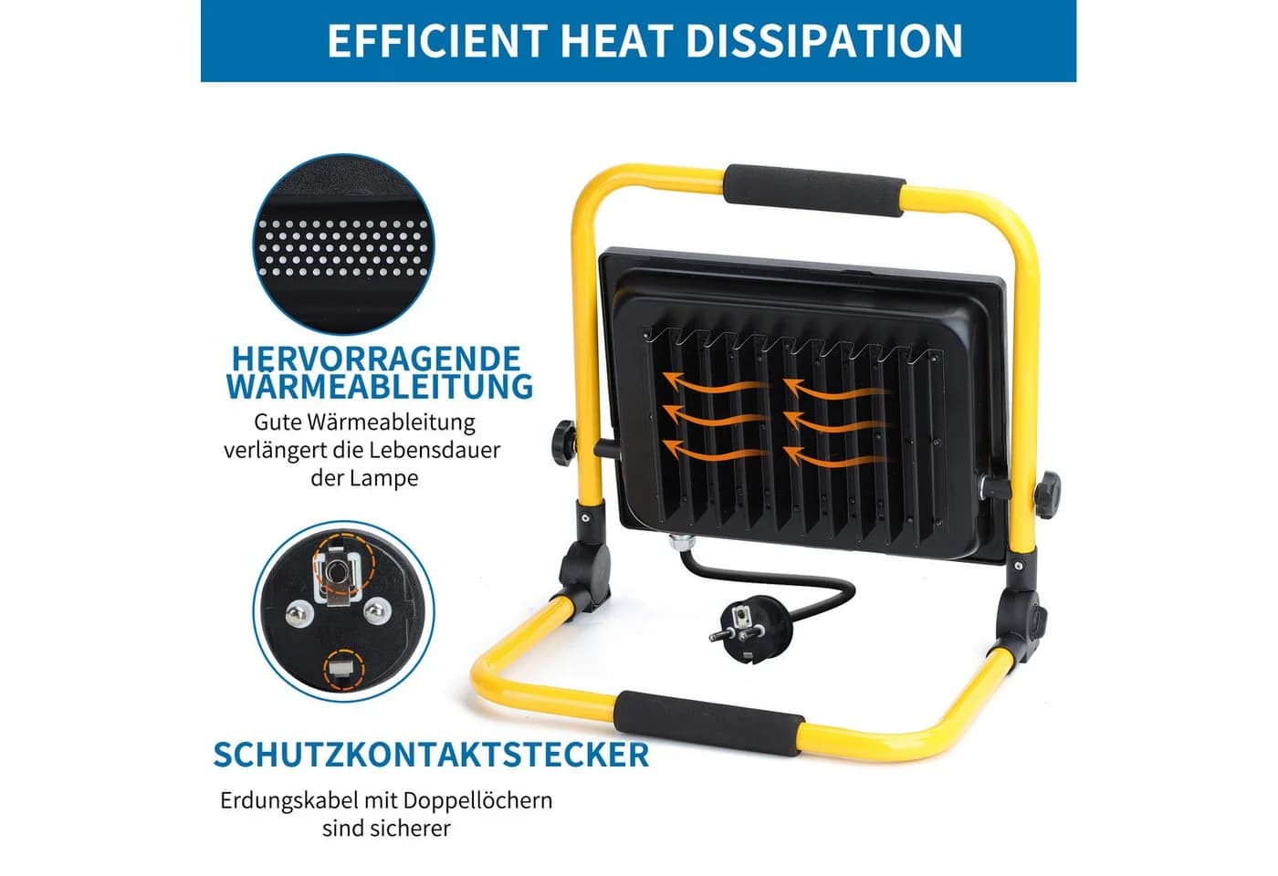 Aigostar LED Baustrahler 100W 8800LM Arbeitsleuchte IP44 Aluminium - Bild 3