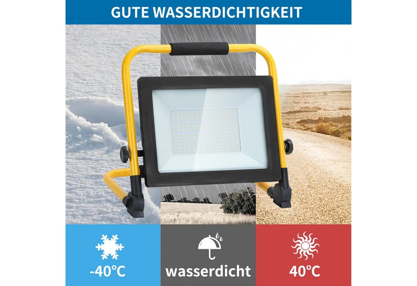 Aigostar LED Baustrahler 100W 8800LM Arbeitsleuchte IP44 Aluminium - Bild 5