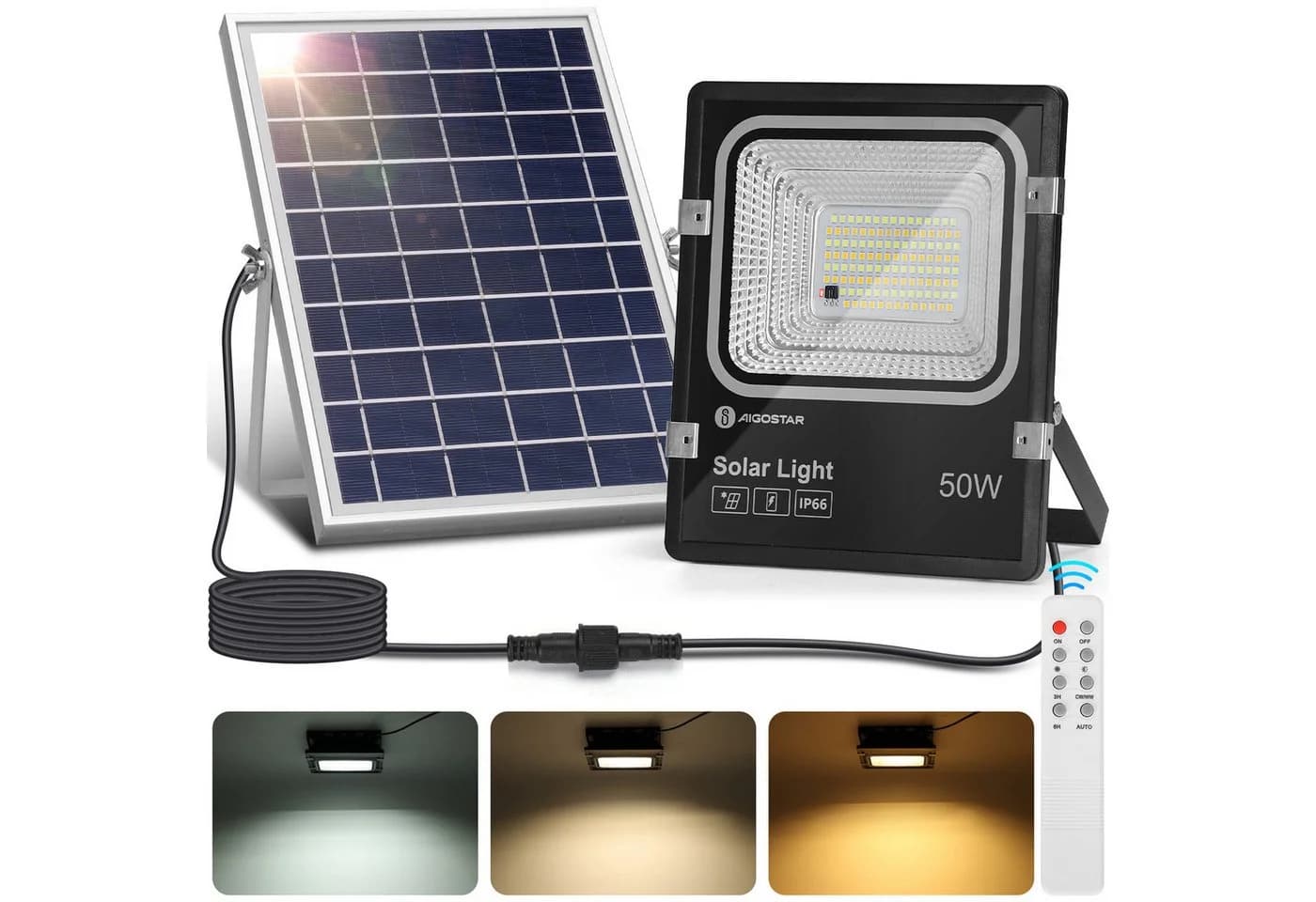 Aigostar Solar LED Flutlichtstrahler 50W IP66 Dimmbar - Bild 2