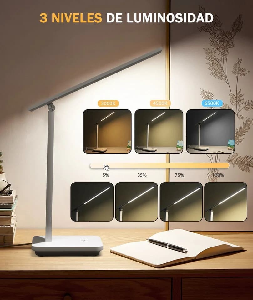 Aigostar LED Schreibtischlampe Grau Dimmbar Faltbar