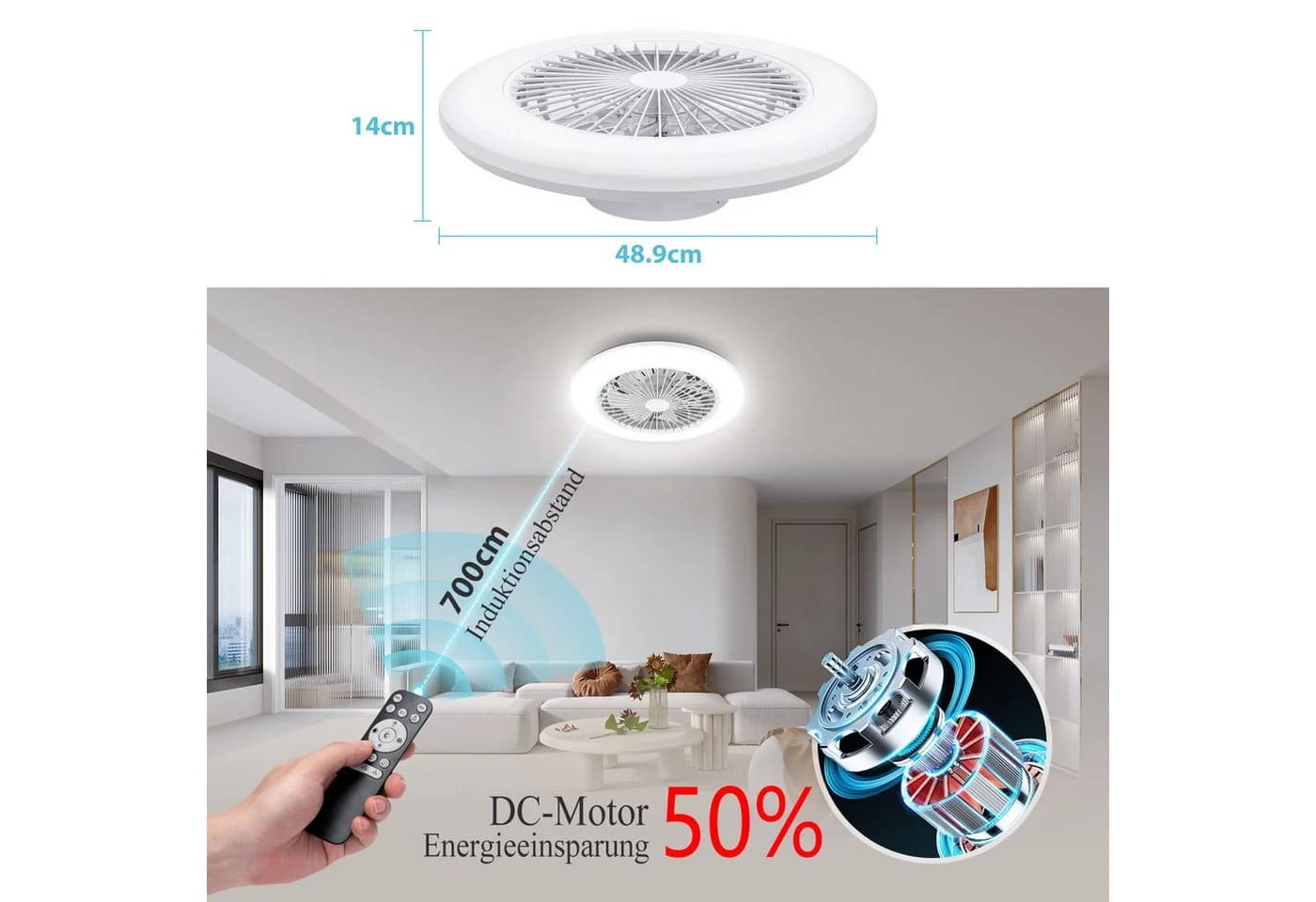 Aigostar Deckenventilator mit LED, DC-Motor & Fernbedienung, 40W - Bild 5