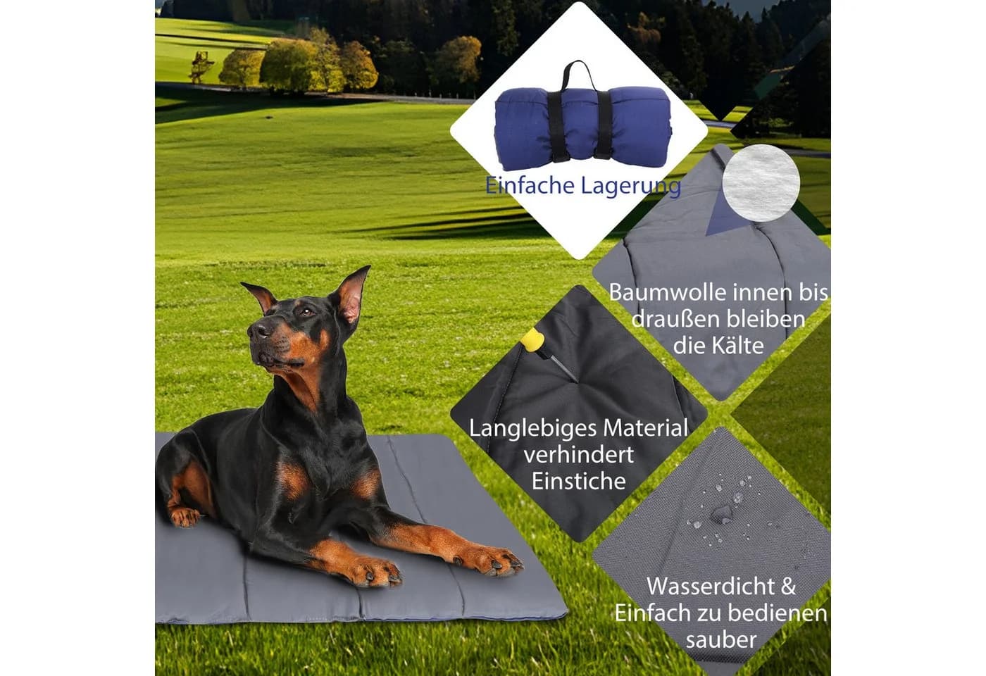 nobleza Wasserdichte Hundematte Blau/Grau Faltbar Tragbar - Bild 5