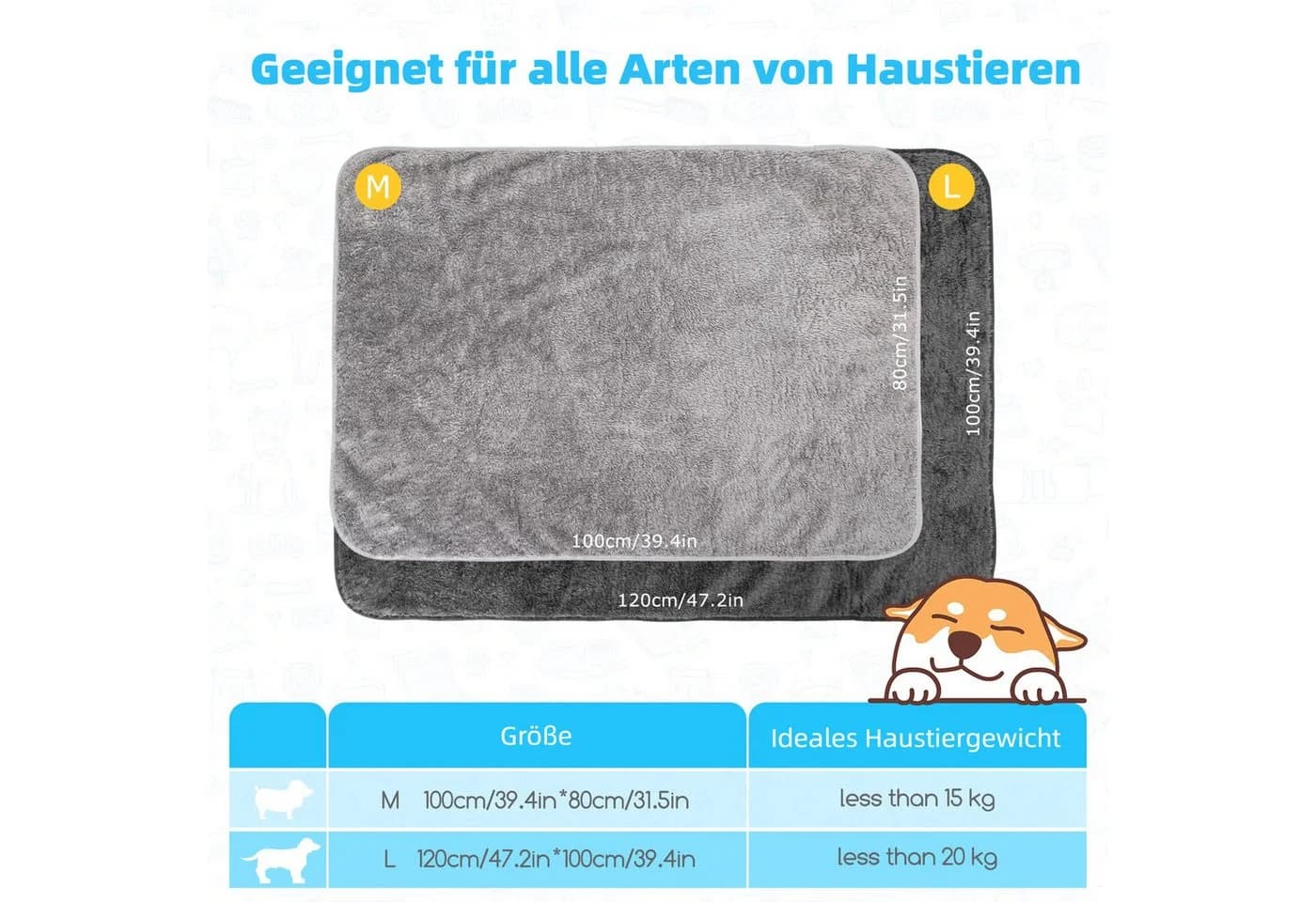 Nobleza Tierdecke 2 x Hundedecke Fleece Weiche Fleecedecke Waschbar Katzendecke