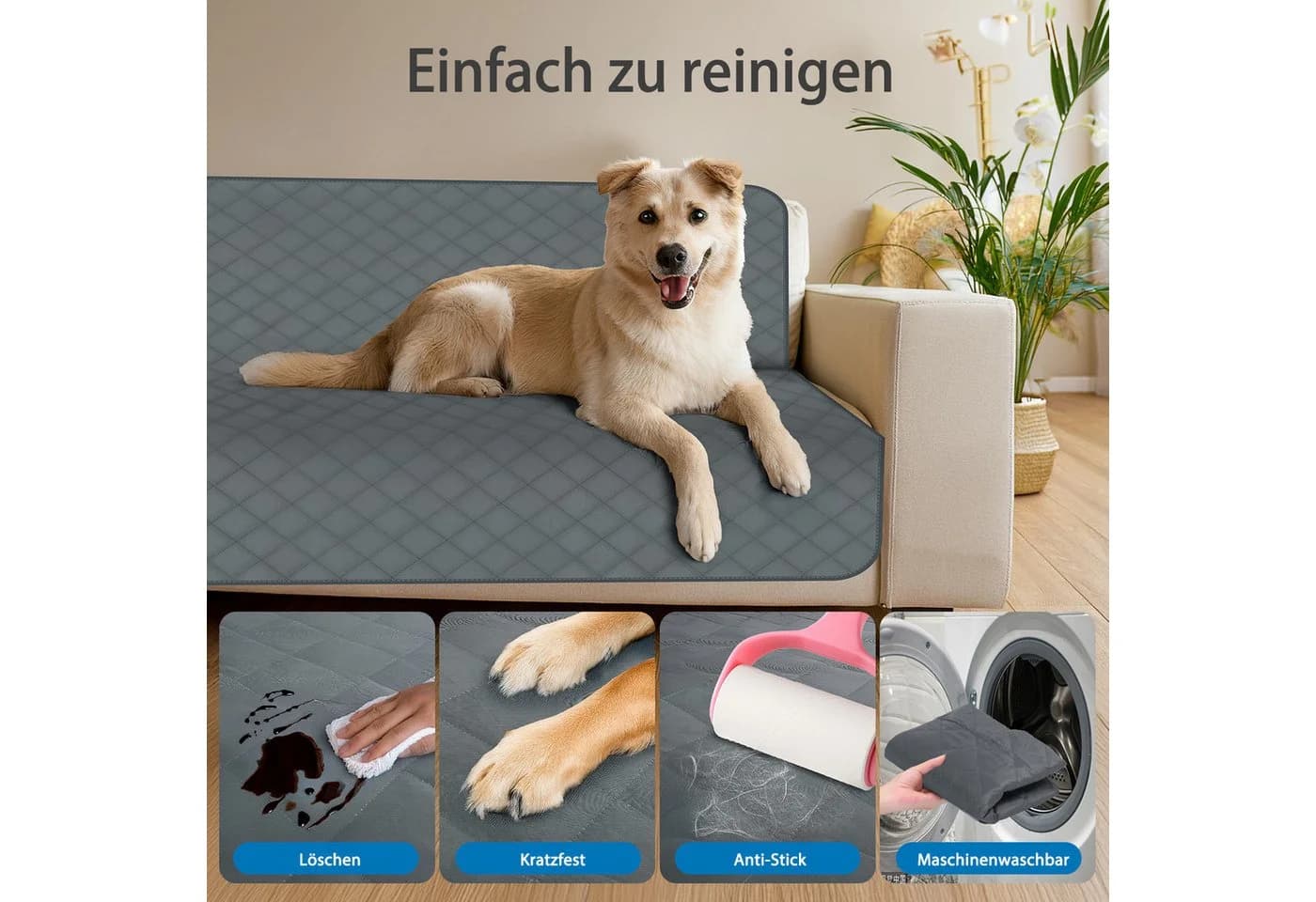 Nobleza Wasserdichte Hundematte Grau Robust Rutschfest - Bild 5