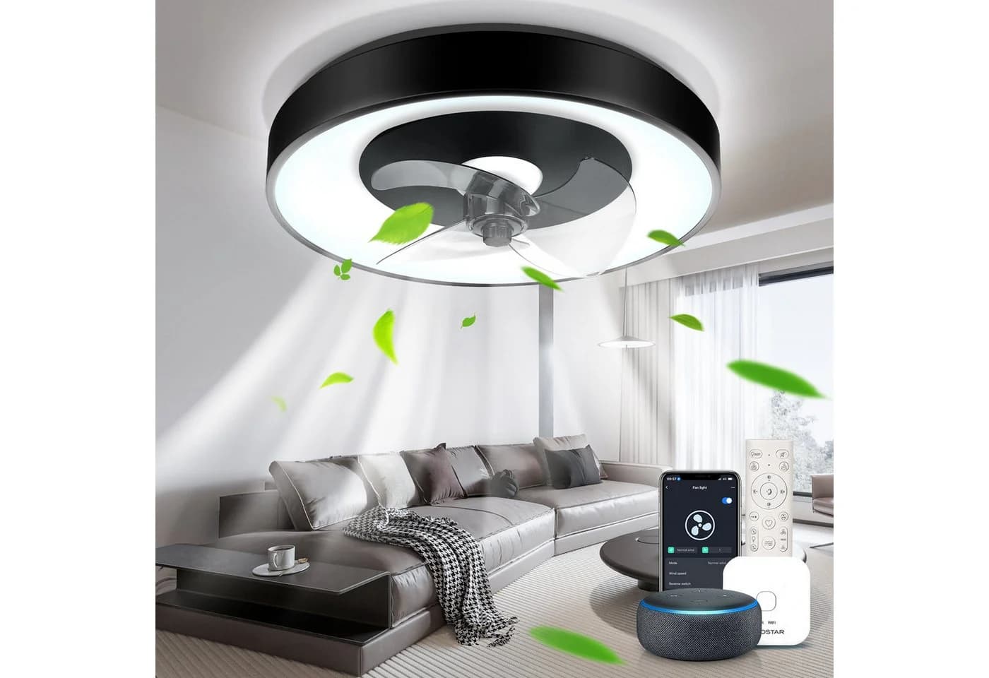 Aigostar Smart Deckenventilator mit LED 40W, Dimmbar, Schwarz - Bild 4