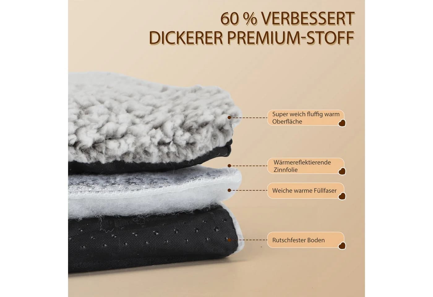 nobleza Selbstheizende Tierdecke Grau Wärmematte für Katzen & Hunde - Bild 4