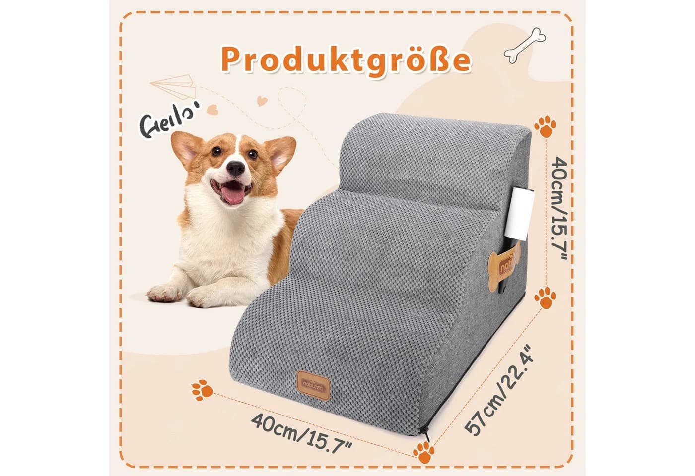 nobleza Hundetreppe für Kleine Hunde 3/4/5 Stufen mit Rampe