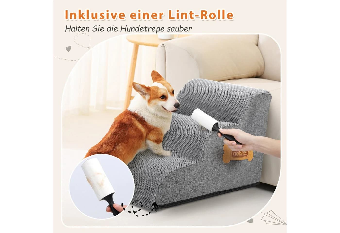 nobleza Hundetreppe für Kleine Hunde 3/4/5 Stufen mit Rampe - Bild 5