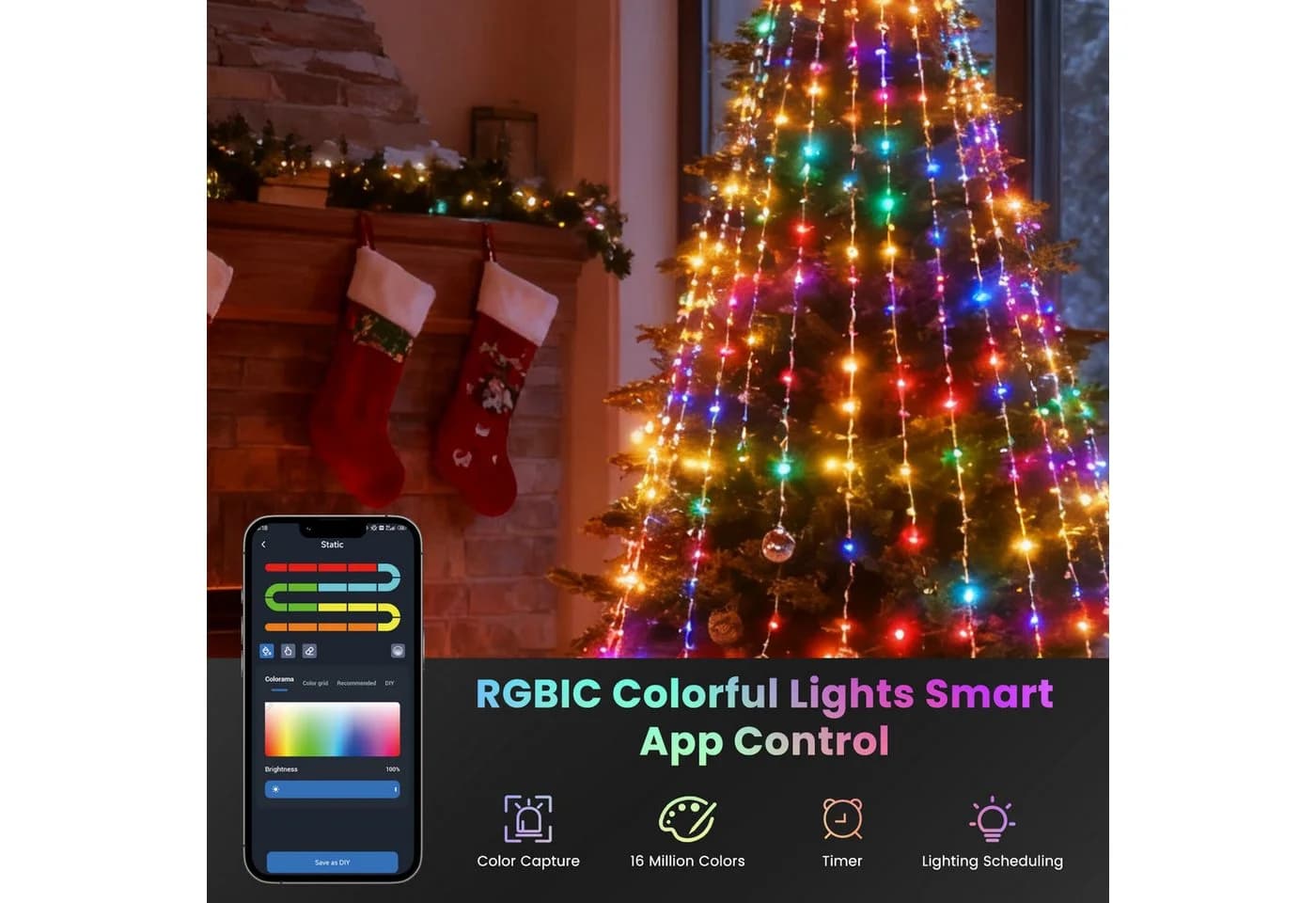 Aigostar LED-Lichterkette 2,5m 250LED Smart RGBIC Weihnachtsbaumbeleuchtung - Bild 5