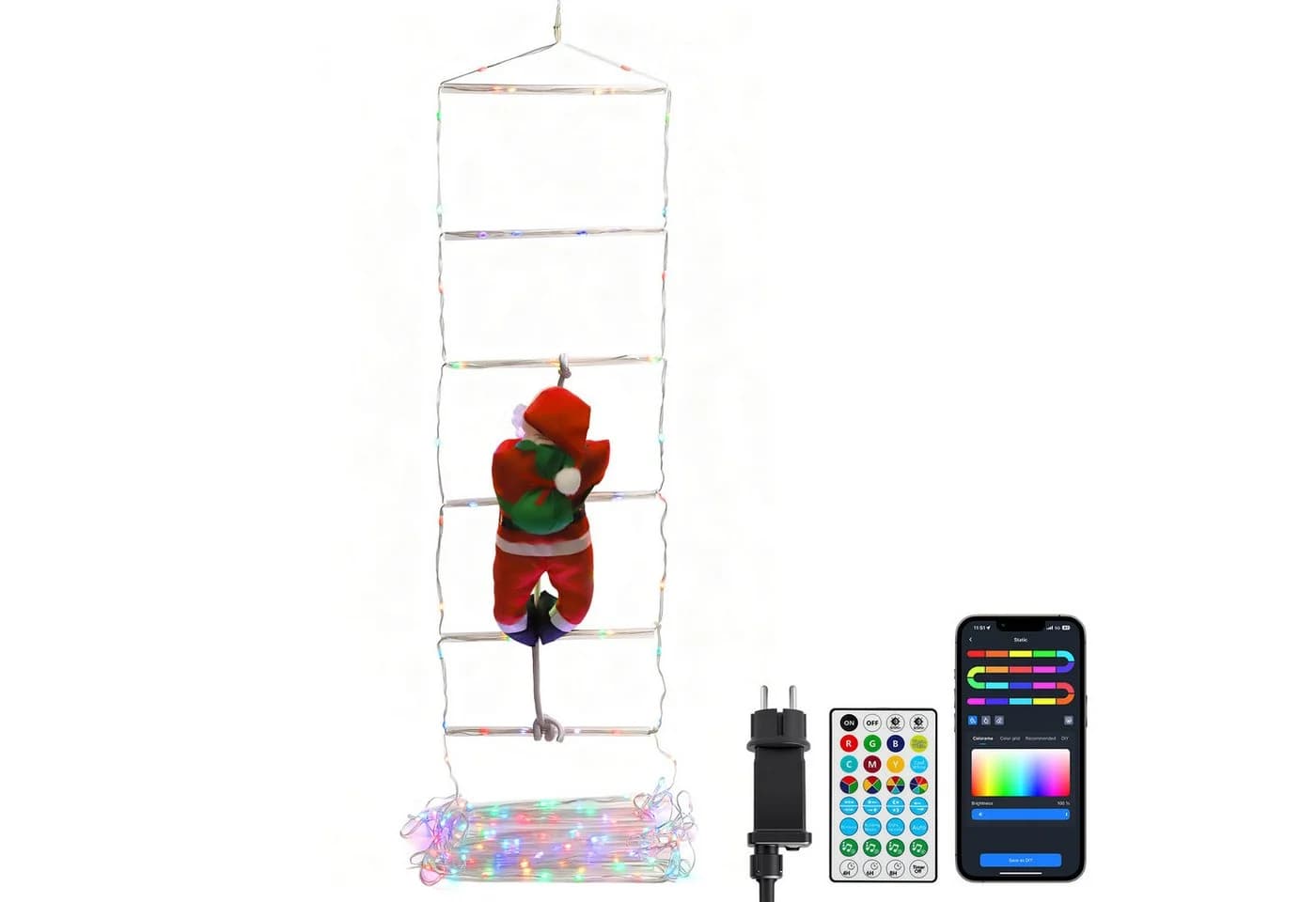 Aigostar LED-Lichterkette 3m RGB-Weihnachtsmann-Treppenbeleuchtung
