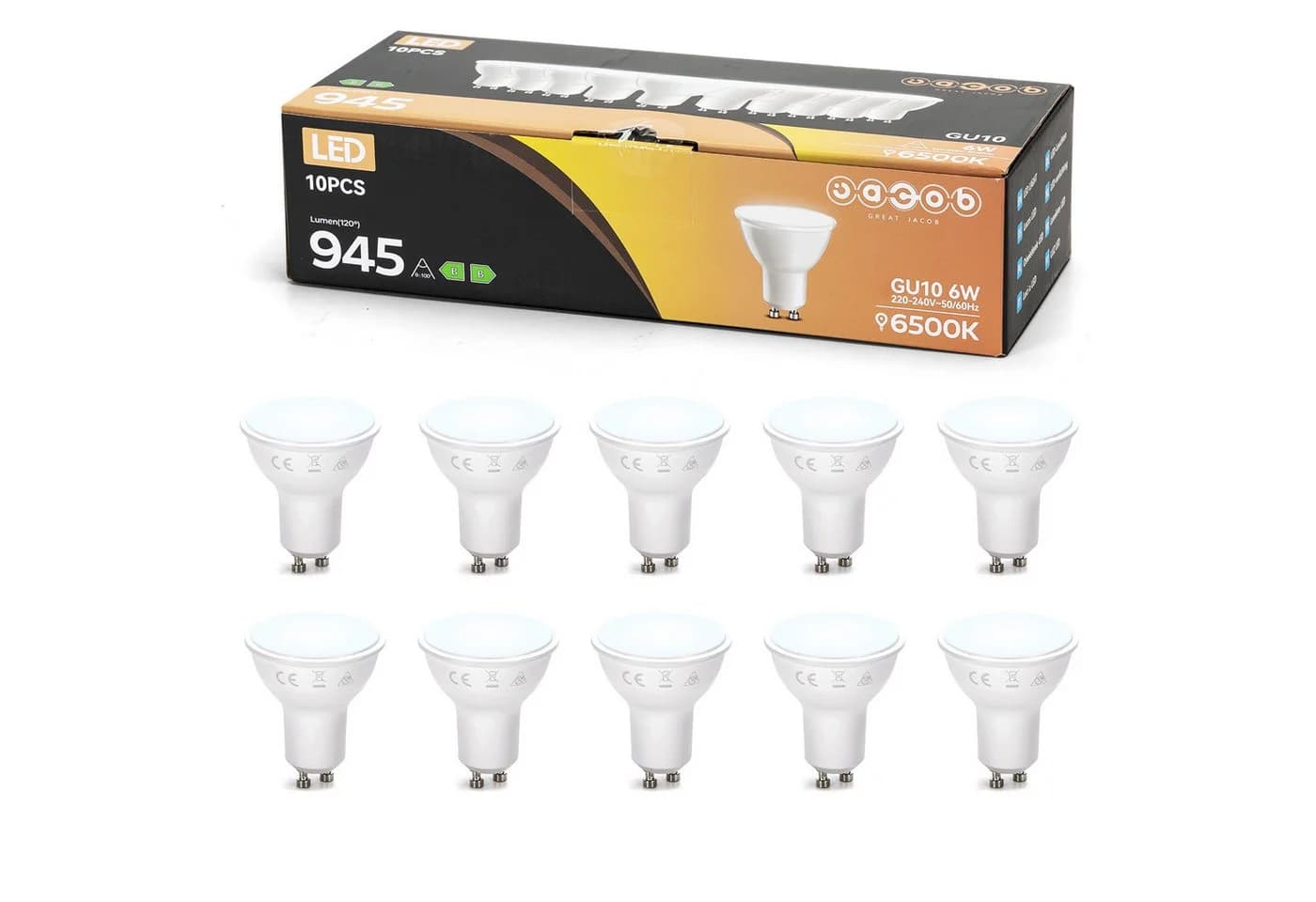 Great Jacob GU10 LED Lampe 6W 945Lm Warmweiß 3000K 10er-Pack - Bild 2