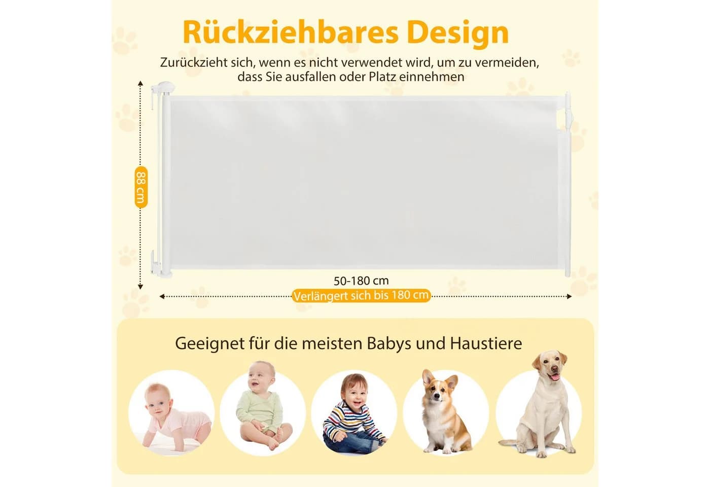 nobleza Ausziehbares Treppenschutzgitter Türschutzgitter Weiß 0-180CM - Bild 4
