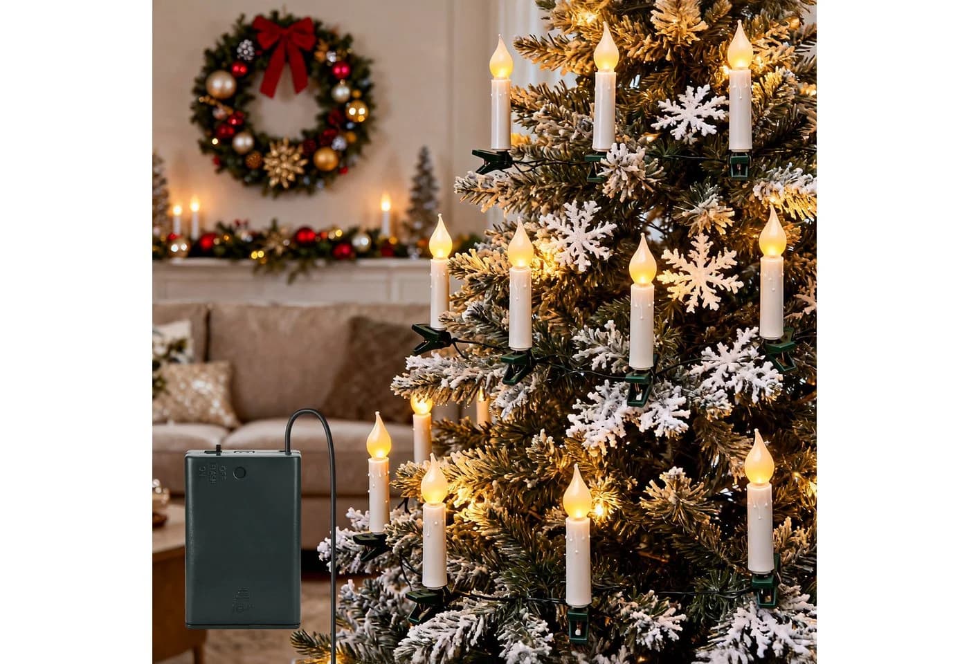 Aigostar LED-Lichtervorhang Lichterkerzen Weihnachtsbaum 5M 25 Kerzen 8 Modi