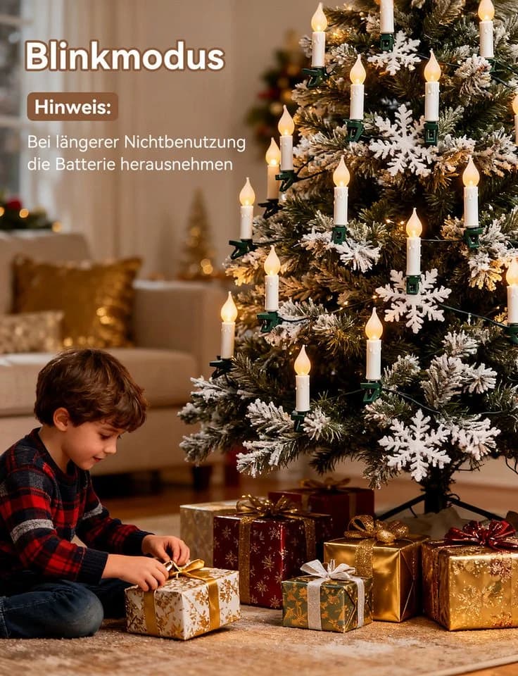 Aigostar LED-Lichtervorhang Lichterkerzen Weihnachtsbaum 5M 25 Kerzen 8 Modi - Bild 5