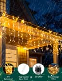Aigostar LED-Lichtervorhang Eisregen Lichterkette Außen 3M+5M 100LED 8 Modi Bild 1