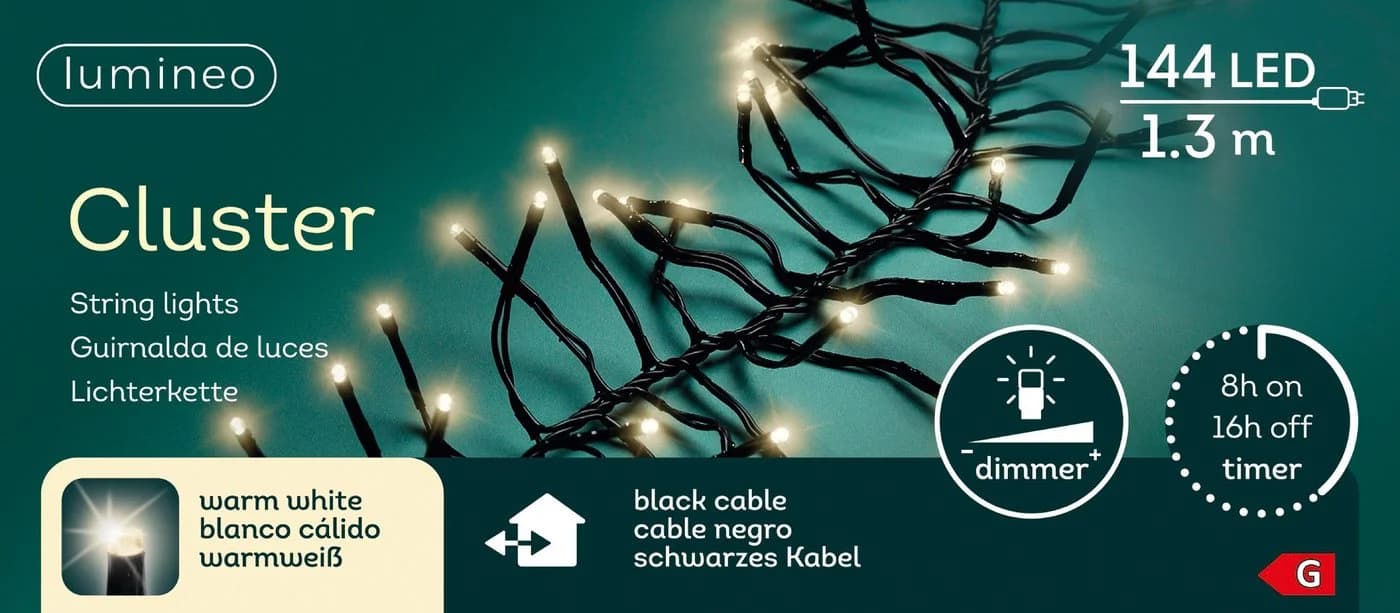 Lumineo LED-Lichterkette CLUSTER 144 LED warm weiß dimmbar - Bild 2