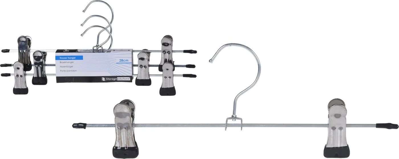 Koopman Kleiderbügel Metallbügel Gummiklemme 12/24 er Set, (12-tlg), Hosenstange, Garderobenbügel, Metallbügel, Metall