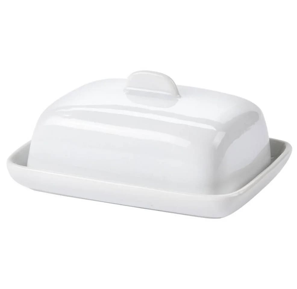 Excellent Houseware Butterdose aus Keramik Weiß Minimalistisch - Bild 2