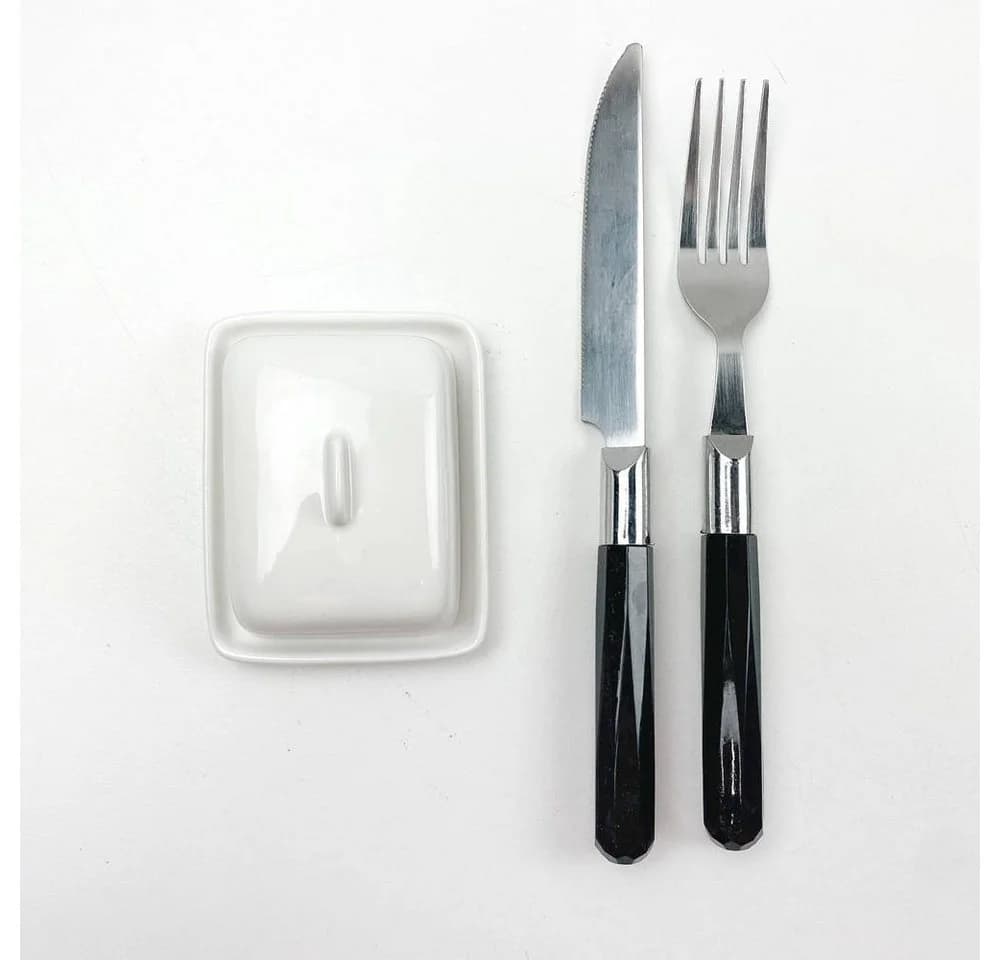 Excellent Houseware Butterdose aus Keramik Weiß Minimalistisch - Bild 3