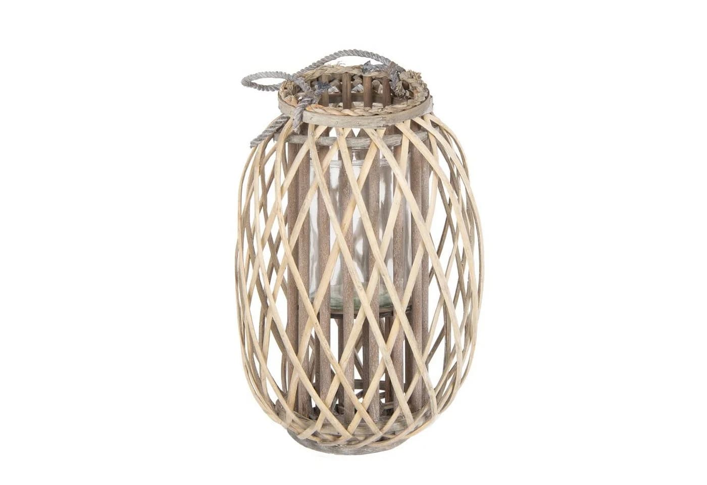 ECD Germany Kerzenlaterne Rattan mit Henkel und Glaseinsatz - Bild 2
