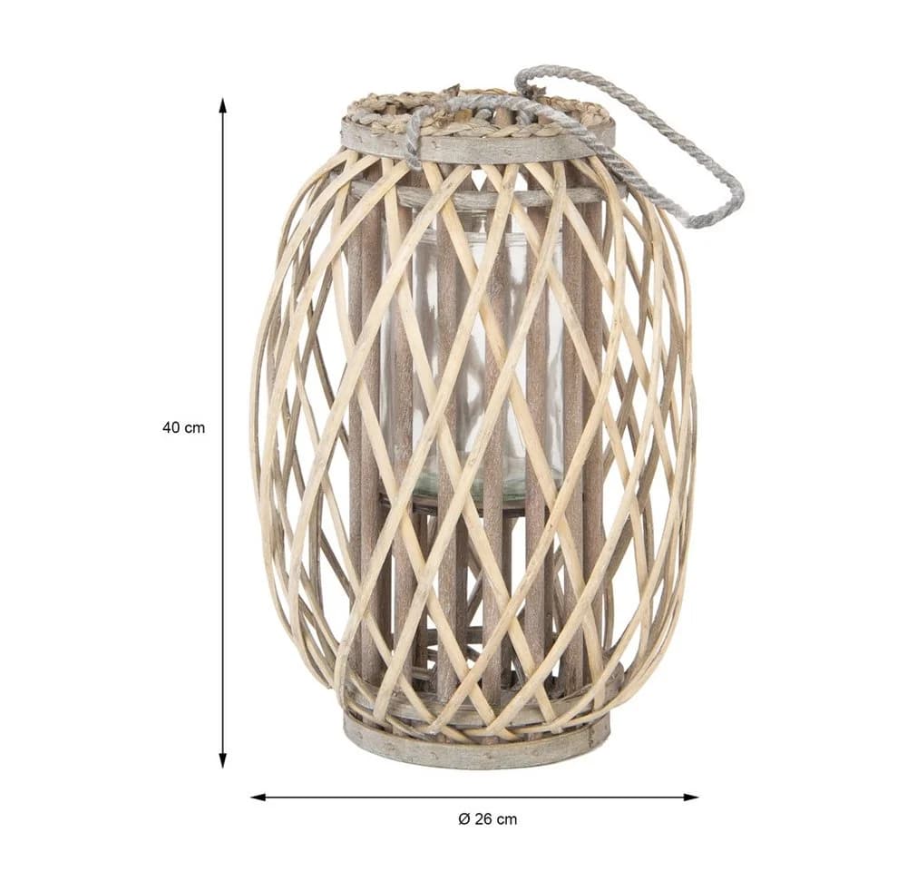 ECD Germany Kerzenlaterne Rattan mit Henkel und Glaseinsatz - Bild 4
