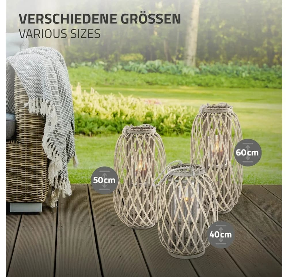 ECD Germany Rattan Kerzenlaterne mit Henkel und Glaseinsatz - Bild 5