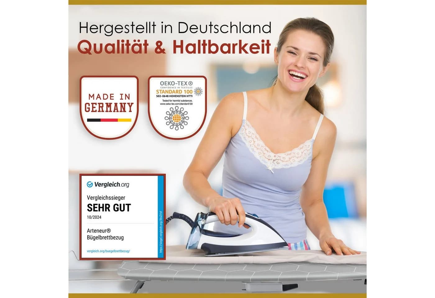 Arteneur Bügelbrettbezug Made in Germany Weiß Hitzereflektierend 5 Größen