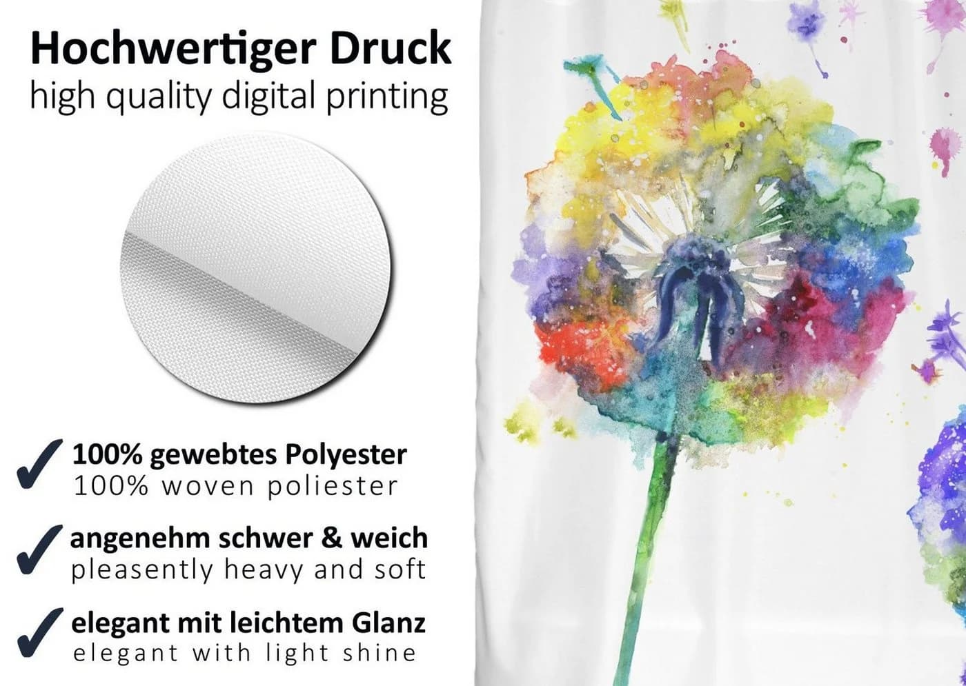 Arteneur Duschvorhang Bunt Anti-Schimmel Polyester - Bild 1