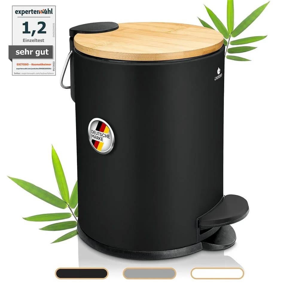 Exitoso Tretmülleimer 3L Bambus Softclose Schwarz - Bild 2