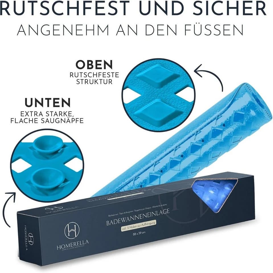Homerella Badematte rutschfest blau schimmelresistent inkl. Aufhängung - Bild 4