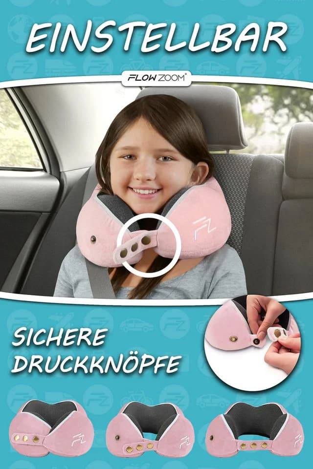 FLOWZOOM COMFY KIDS Nackenhörnchen Rosa Memory-Schaum Reisekissen Kinder - Bild 3