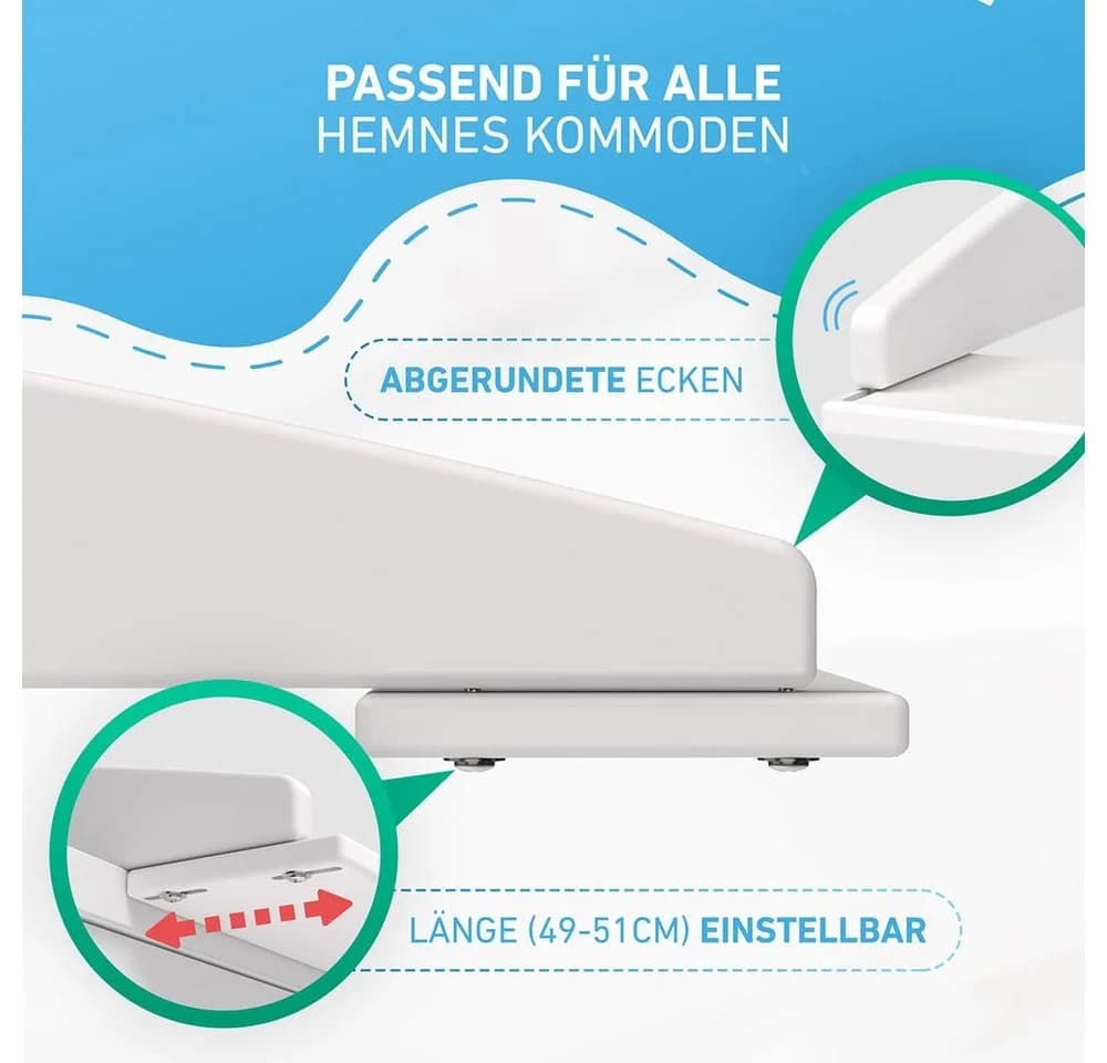 FLIPLINE Wickelaufsatz für IKEA Hemnes Kommode Weiß Bambus - Bild 3
