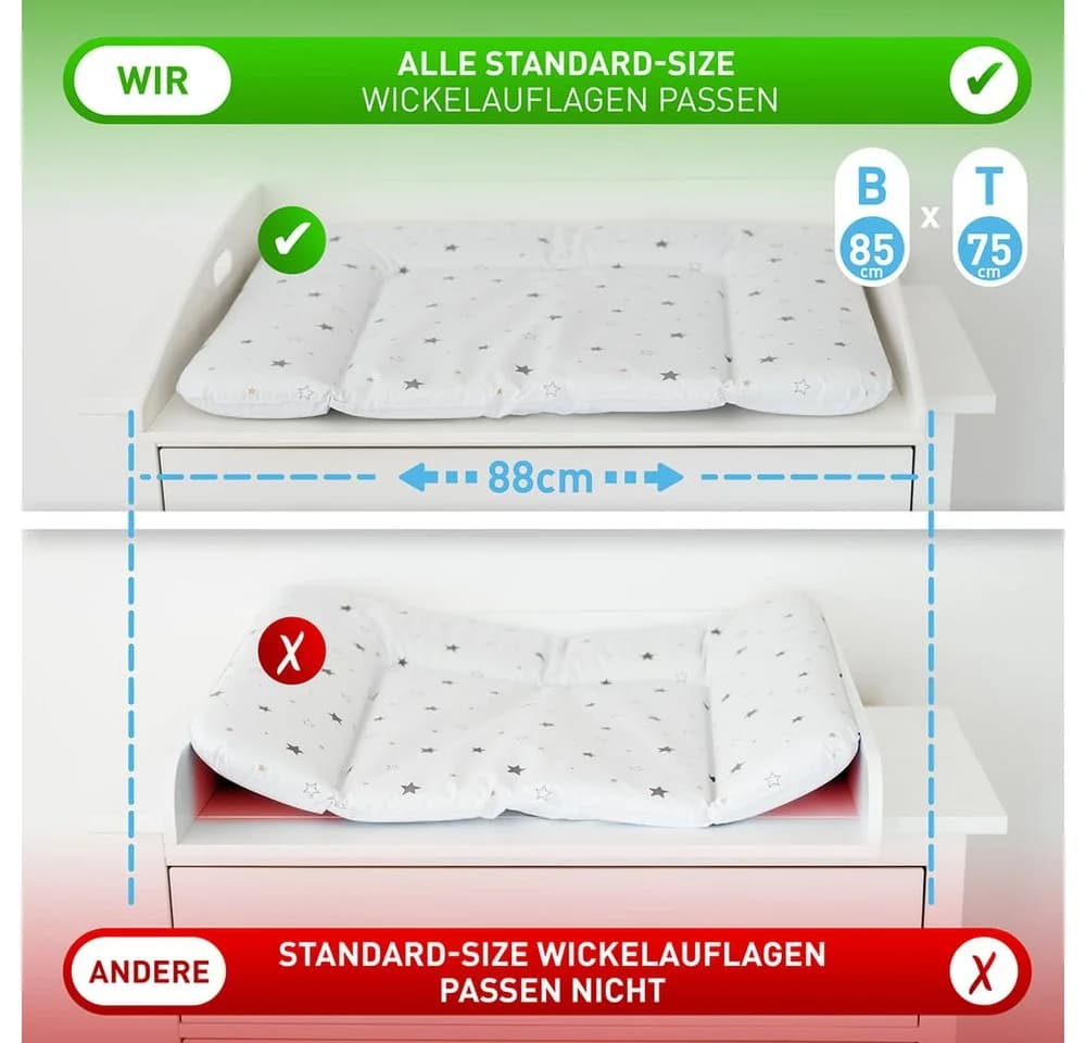 FLIPLINE Wickelaufsatz für IKEA Hemnes Kommode Weiß Bambus - Bild 4