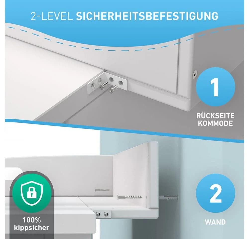 FLIPLINE Wickelaufsatz für IKEA Hemnes Kommode Weiß Bambus - Bild 5