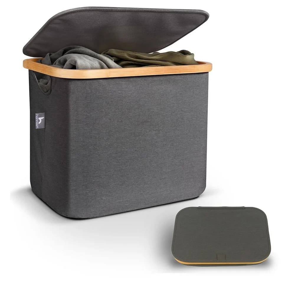 HENNEZ Wäschekorb Aufbewahrungsbox 40L mit Deckel Grau für IKEA KALLAX - Bild 2